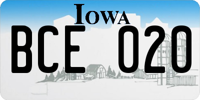 IA license plate BCE020