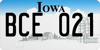 IA license plate BCE021