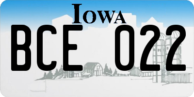 IA license plate BCE022