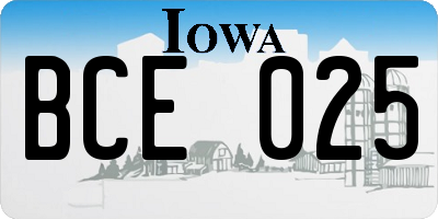 IA license plate BCE025
