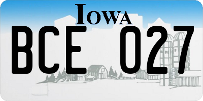IA license plate BCE027