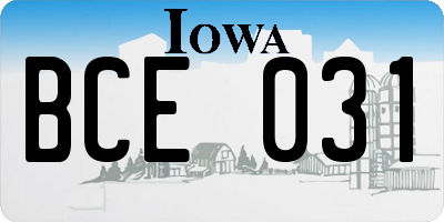 IA license plate BCE031