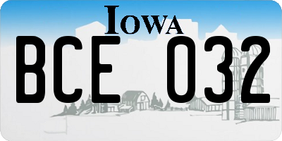IA license plate BCE032