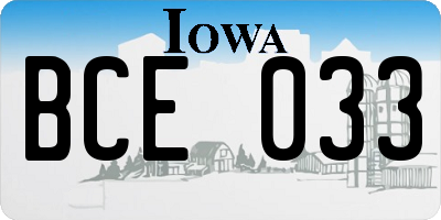IA license plate BCE033