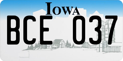 IA license plate BCE037