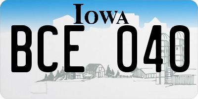 IA license plate BCE040