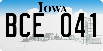 IA license plate BCE041