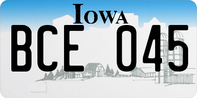 IA license plate BCE045