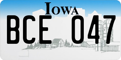 IA license plate BCE047