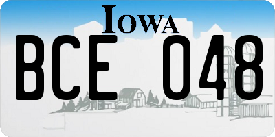 IA license plate BCE048