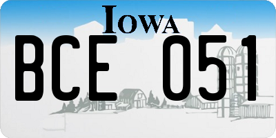 IA license plate BCE051
