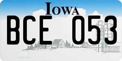 IA license plate BCE053