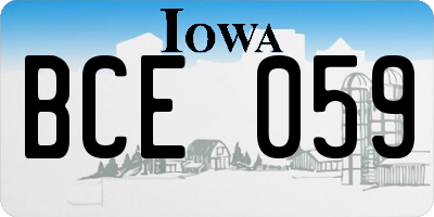 IA license plate BCE059