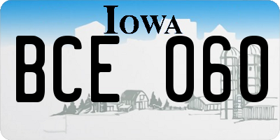 IA license plate BCE060