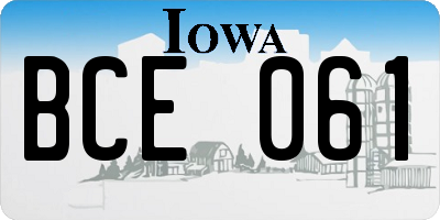 IA license plate BCE061