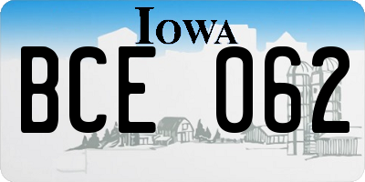IA license plate BCE062