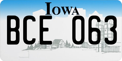 IA license plate BCE063