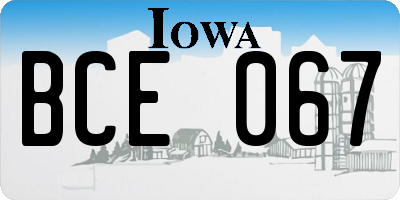 IA license plate BCE067