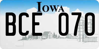 IA license plate BCE070