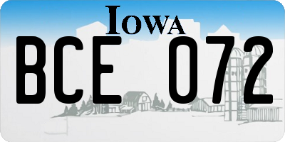 IA license plate BCE072