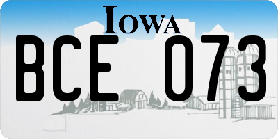 IA license plate BCE073