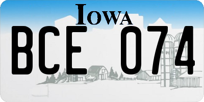 IA license plate BCE074