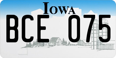 IA license plate BCE075