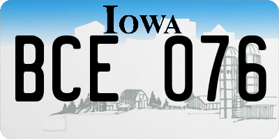 IA license plate BCE076