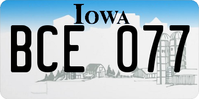 IA license plate BCE077