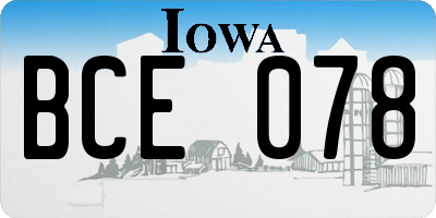 IA license plate BCE078