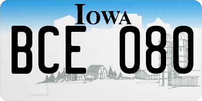 IA license plate BCE080