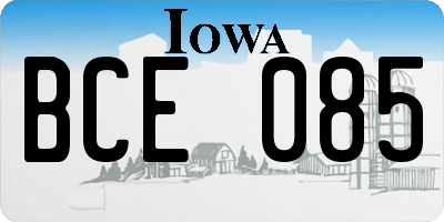 IA license plate BCE085