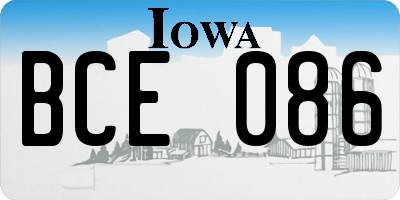 IA license plate BCE086