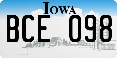 IA license plate BCE098