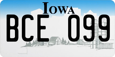 IA license plate BCE099