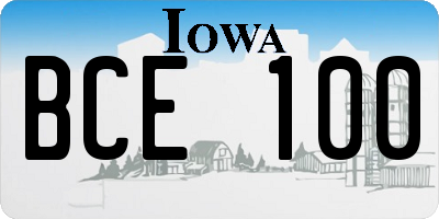 IA license plate BCE100