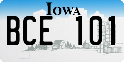 IA license plate BCE101
