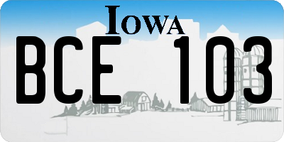 IA license plate BCE103