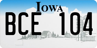 IA license plate BCE104