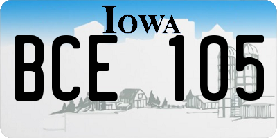 IA license plate BCE105