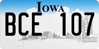 IA license plate BCE107