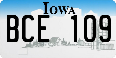 IA license plate BCE109