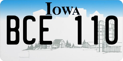 IA license plate BCE110
