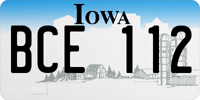 IA license plate BCE112