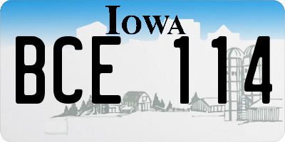IA license plate BCE114