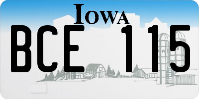 IA license plate BCE115