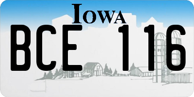 IA license plate BCE116