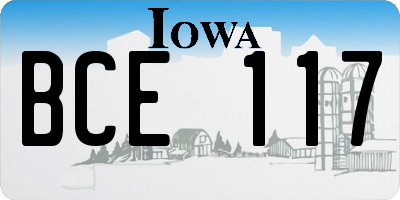 IA license plate BCE117