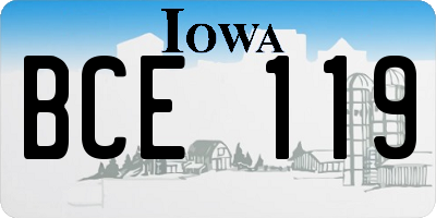 IA license plate BCE119