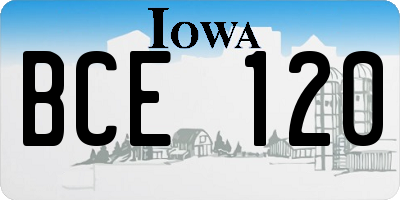 IA license plate BCE120